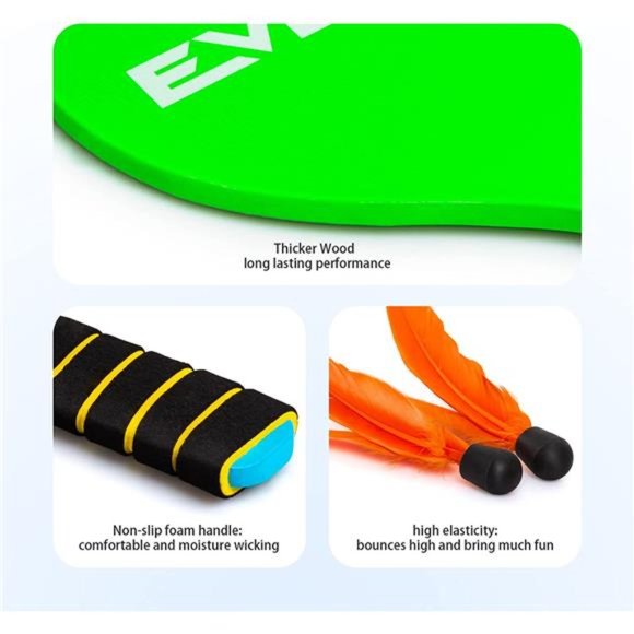 Beach Paddle Ball for Kids & Adults,Wooden Racket Paddle Game Set,Indoor&Outdoor - Picture 4 of 7